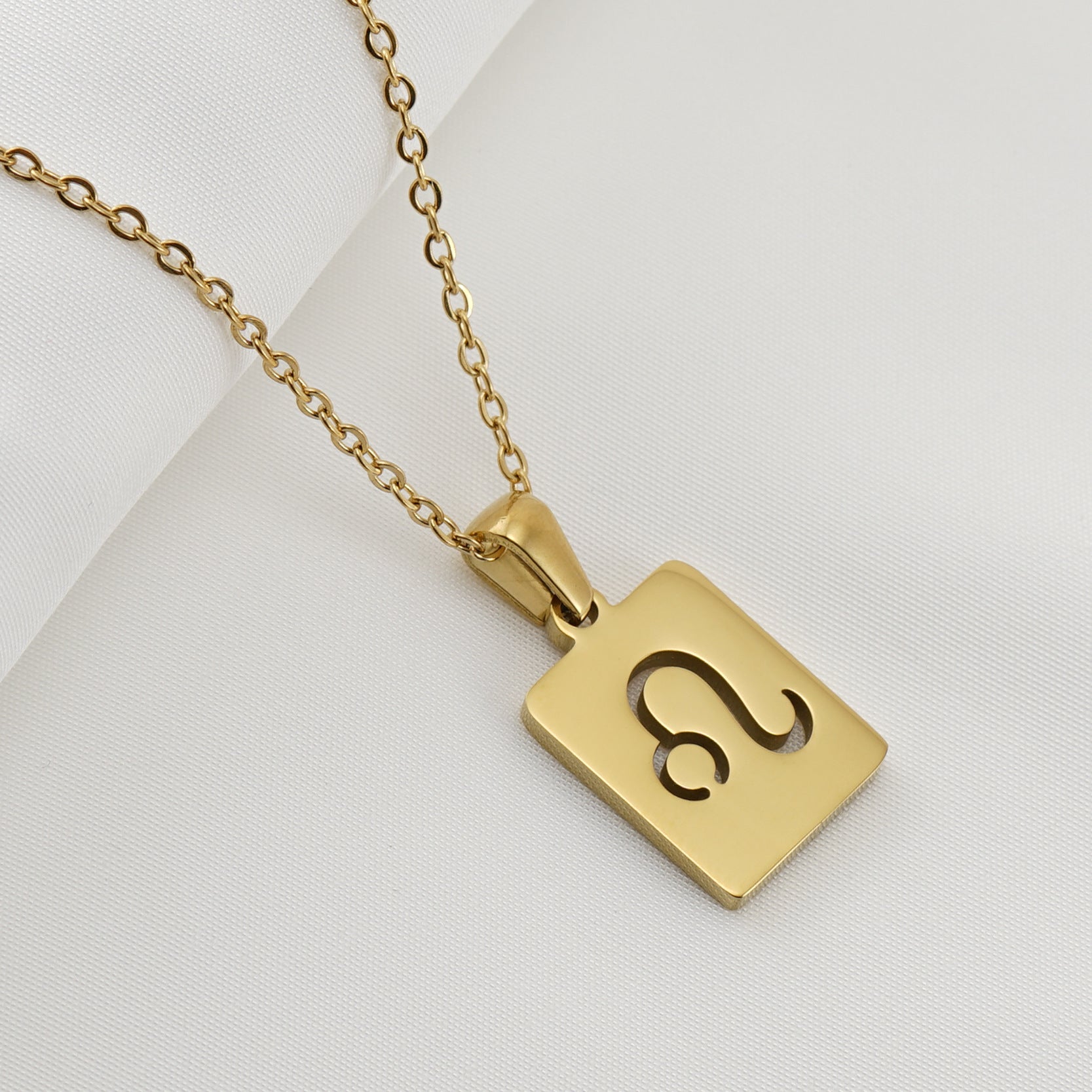 Wholesale Stainless Steel 18K Gold Square Hollow Twelve Constellation Pendants Necklaces